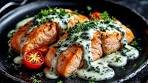 Delicious Salmon with Creamy Garlic butter Spinach sauce