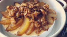 Easy Caramelized Pear + Walnut Topped Brie