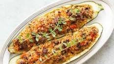 Giant Sausage Stuffed Zucchini