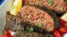 Greek Meatloaf Wrapped in Grape Leaves
