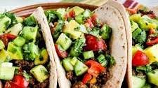 Ground Beef Tacos with Tomato-Avocado Salsa