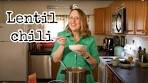 Hearty lentil chili with pinto & black beans (vegan)