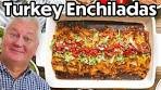INCREDIBLE Leftover Turkey Enchiladas with Red Sauce