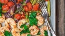 Mediterranean Sheet Pan Baked Shrimp and Veggies