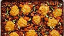 Roasted Vegetable Chili with Cornbread Biscuits