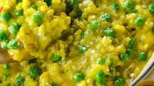 Saffron Risotto with Goat Cheese and Peas