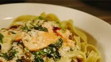 Salmon and Spinach Fettuccine