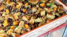 Sausage Herb Stuffing with Butternut Squash and Cranberries