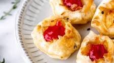 Savory Gruyere Cheese Puffs with Raspberry Sauce