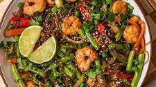 Sesame Scallion Noodles with Shrimp and Veggies