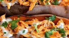 Skinny Buffalo Chicken Stuffed Sweet Potatoes