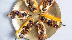 Stuffed Mini Peppers with Goat Cheese, Blueberries, and Spiced Candied Walnuts