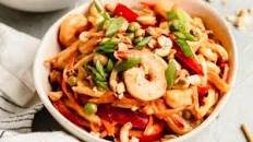 Thai Peanut Sauce Noodles with Shrimp