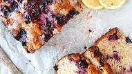 Triple Berry Banana Bread with Lemon Glaze
