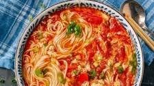 10-Minute Tomato Egg Drop Noodle Soup