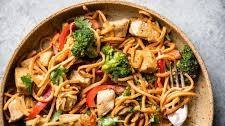 30-minute Spicy Thai Peanut Chicken & Sweet Potato Noodle Stir Fry