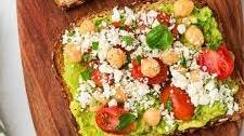 5-Minute Avocado Feta Toast with Chickpeas (Easy Snack)