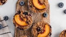 Almond Butter Peach Blueberry Oatmeal Cups