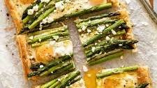 Asparagus Puff Pastry Tart with Eggs and Feta