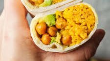 Avocado, Yellow Rice, and Roasted Chickpea Burrito