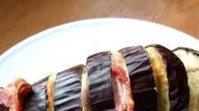 Baked Aubergine with cheese and bacon