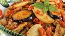 Baked Eggplant and Potatoes with Tomato Sauce