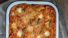 Baked Rice with Aubergines and Cheese