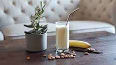 Banana and vanilla milkshake with almond milk