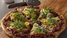 BBQ Chicken Pizza with Arugula, Shallot & Banana Peppers