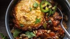 Black Bean Chili with Cornbread Biscuits