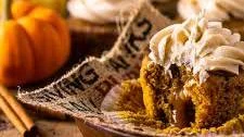 Brown Butter-Pumpkin Cupcakes With Bourbon Caramel Frosting and Filling