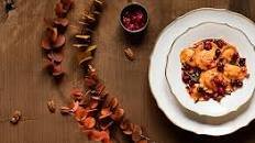 Butternut Squash Ravioli with Cranberries, Pecans, Sage and Amaretti Crumble