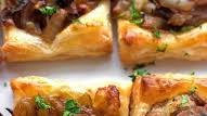Caramelized Onion Puff Pastry Bites with Gruyere and Mushrooms