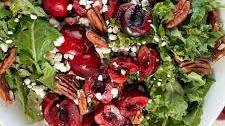 Cherry Pecan Salad with Goat Cheese and Balsamic Vinaigrette