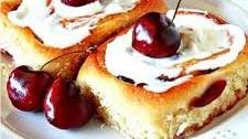CHERRY SWEET ROLLS WITH ALMOND CREAM CHEESE GLAZE