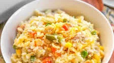 Chicken Pot Pie Rice Bake