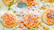 Chicken Pot Pie with Cheddar Chive Biscuits
