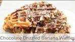 Chocolate Drizzled Banana Waffles