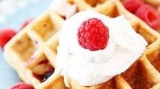 Coconut Raspberry Waffles with Coconut Whipped Cream