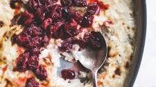 Creamy Baked Rice Pudding with Saucy Tart Cherries