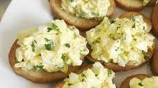 Deviled Egg Crostini