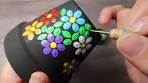 EASY Dot Painting OVAL Daisy Flower Pot Rainbow Colors ...