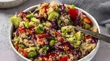 Easy Edamame Quinoa Salad with Sesame Ginger Dressing