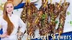 EASY Grilled Teriyaki Beef Skewers Recipe - with Homemade ...