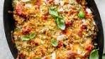 Eggplant Zucchini Lasagna with burst cherry tomatoes ...