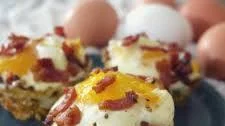 Eggs and Bacon in Sweet Potato Cups