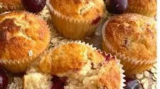 Fluffy Cherry Oatmeal Breakfast Muffins