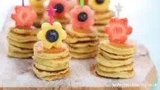 Fruit Flower Topped Mini Pancake Stacks