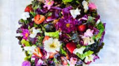 Garden Salad with Strawberries & Edible Flowers