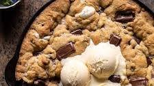 Giant S'mores Stuffed Chocolate Chip Skillet Cookie